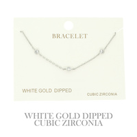 GOLD PLATED CZ STATION CHAIN BRACELET