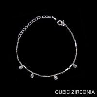 Bcz3402 Dangly Cz Teardrop Clasp Bracelet