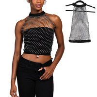 CRYSTAL RHINESTONE FISHNET TANK TOP