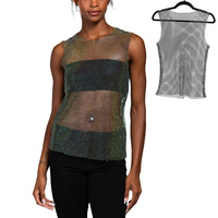 CRYSTAL RHINESTONE FISHNET TANK TOP