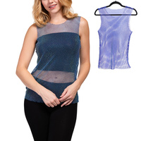 CRYSTAL RHINESTONE FISHNET TANK TOP