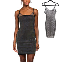 WOMEN'S FISHNET CRYSTAL RHINESTONE CAMI MINI DRESS