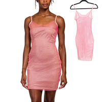 WOMEN'S FISHNET CRYSTAL RHINESTONE CAMI MINI DRESS