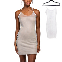 WOMEN'S FISHNET CRYSTAL RHINESTONE CAMI MINI DRESS