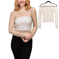 RHINESTONE FISHNET SNAP BOTTOM BODYSUIT TOP