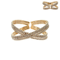 3 LAYER CROSSED BRACELET W/GEMS