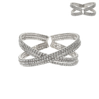 3 LAYER CROSSED BRACELET W/GEMS