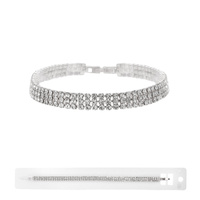 3 LINE RHINESTONE CLASP BRACELET W/GEMS