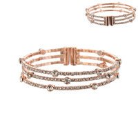 3 LINE RHINESTONE CUFF BRACELET W/GEMS