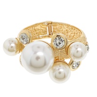 PEARL CLUSTER METAL CUFF HINGE BRACELET