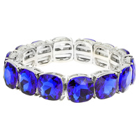 ROUNDED SQUARE GEM STONE STRETCH BRACELET