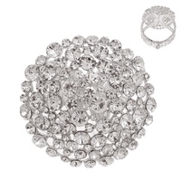 DOME RHINESTONE CLUSTER METAL CUFF HINGE BRACELET