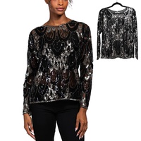 ART DECO SEQUIN EMBELLISHED SHEER EVENING TOP