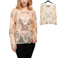 ART DECO SEQUIN EMBELLISHED SHEER EVENING TOP