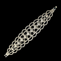 Wide Rhinestone Lace Clasp Bracelet