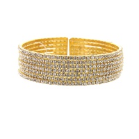 7 LINE MEORY WIRE RHINESTONE CUFF BRACELET