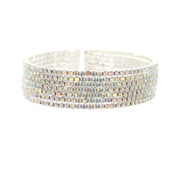 7 LINE MEORY WIRE RHINESTONE CUFF BRACELET