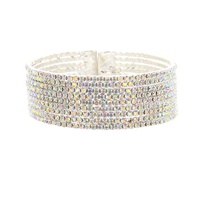 7 LINE MEORY WIRE RHINESTONE CUFF BRACELET