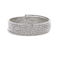 SILVER 8 Line Rhinestone Coil Bracelet