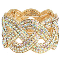 Double Row With Square Gems And Stones Stretch Bracelet Bq109Gcr