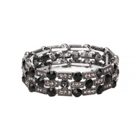 Stone Circle and Rectangle Metal Stretch Bracelet