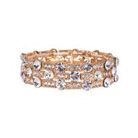 Stone Circle and Rectangle Metal Stretch Bracelet