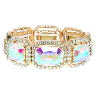 CRYSTAL RHINESTONE OCTAGON CUT HALO STRETCH BANGLE BRACELET