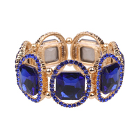 Large Square Gem with Stone Ring Stretch Bracelet