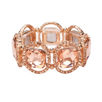ROSE GOLD/PEACH SQ GEM STRETCH BR