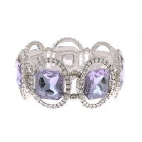 Large Square Gem with Stone Ring Stretch Bracelet