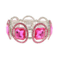 Large Square Gem with Stone Ring Stretch Bracelet