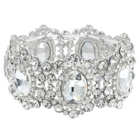 BAROQUE CRYSTAL GEMSTONE CLUSTER STRETCH BRACELET