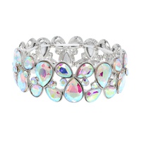 2-ROW CRYSTAL TEARDROP CUT CLUSTER BRACELET