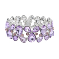 2-ROW CRYSTAL TEARDROP CUT CLUSTER BRACELET
