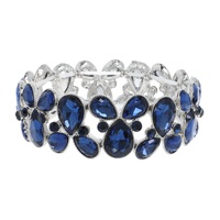 2-ROW CRYSTAL TEARDROP CUT CLUSTER BRACELET