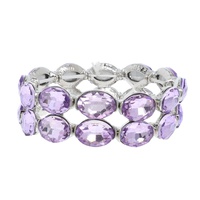2-ROW CRYSTAL OVAL CUT CLUSTER BRACELET