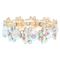 CRYSTAL GEMSTONE CLUSTER STRETCH BRACELET