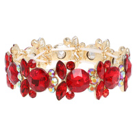 CRYSTAL GEMSTONE CLUSTER STRETCH BRACELET