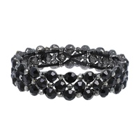 3-ROW CRYSTAL GEMSTONE CIRCLE CLUSTER BRACELET