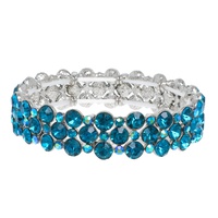 3-ROW CRYSTAL GEMSTONE CIRCLE CLUSTER BRACELET