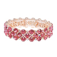 3-ROW CRYSTAL GEMSTONE CIRCLE CLUSTER BRACELET