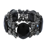 CRYSTAL GEMSTONE OVAL FLORAL CLUSTER BRACELET