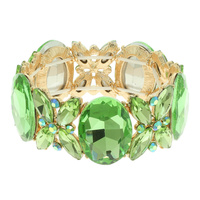 CRYSTAL GEMSTONE OVAL FLORAL CLUSTER BRACELET
