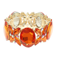 CRYSTAL GEMSTONE OVAL FLORAL CLUSTER BRACELET