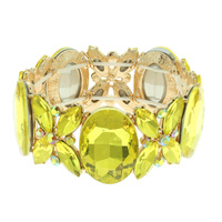 CRYSTAL GEMSTONE OVAL FLORAL CLUSTER BRACELET