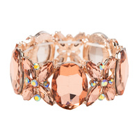 CRYSTAL GEMSTONE OVAL FLORAL CLUSTER BRACELET