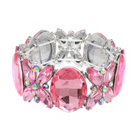 CRYSTAL GEMSTONE OVAL FLORAL CLUSTER BRACELET