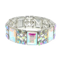 RECTANGLE CUT CRYSTAL GEM CLUSTER BRACELET