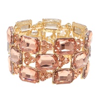 3-ROW RECTANGLE CUT CRYSTAL GEM CLUSTER BRACELET