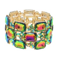 3-ROW RECTANGLE CUT CRYSTAL GEM CLUSTER BRACELET